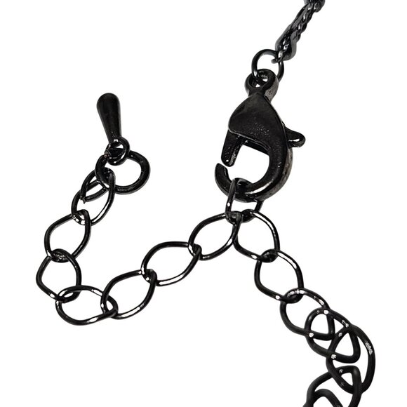 Elegant Black Dangle Charm Chain Choker Necklace Classic Minimalist Jewelry - Picture 3 of 6